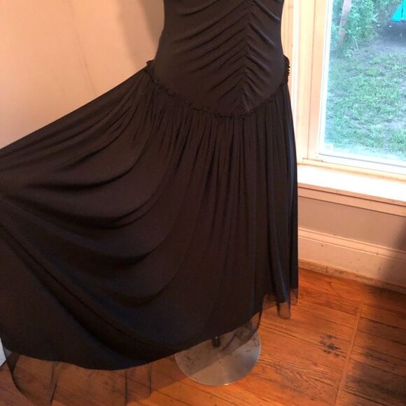 Vera Wang Collection Ruched full‎ sweep Drop Waist slip black dress 0 - Picture 4 of 11